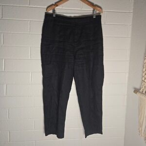 Nicole Miller New York 100% Linen Cargo Pants XL High Rise Lagenlook Minimalist